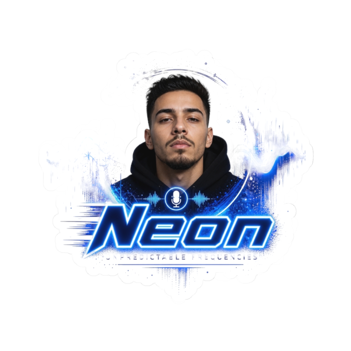 Neon " in bold futuristic font at the center. " Sticker - Official stickers merchandise