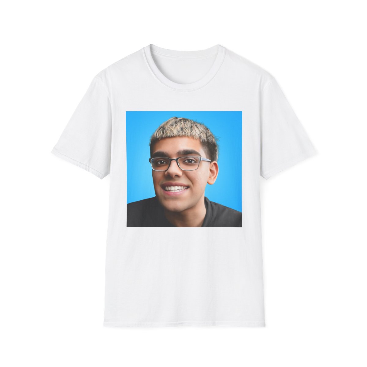 Portrait Photo T-Shirt | Custom Face Print Tee, Blue Background | Neon — official Neon T-Shirts