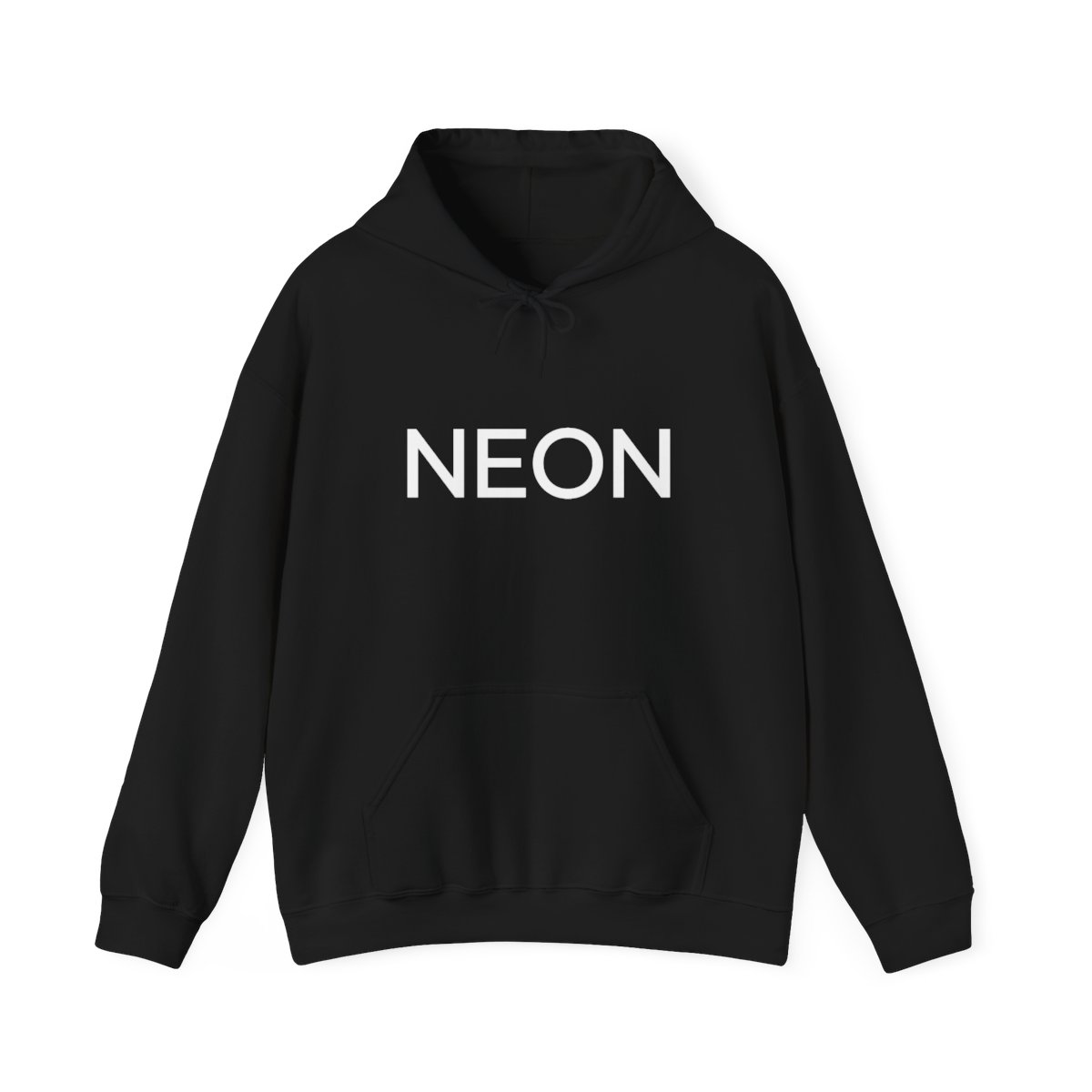 NEON hoodie | Black pullover sweatshirt, minimalist text design | Neon — official Neon Hoodies