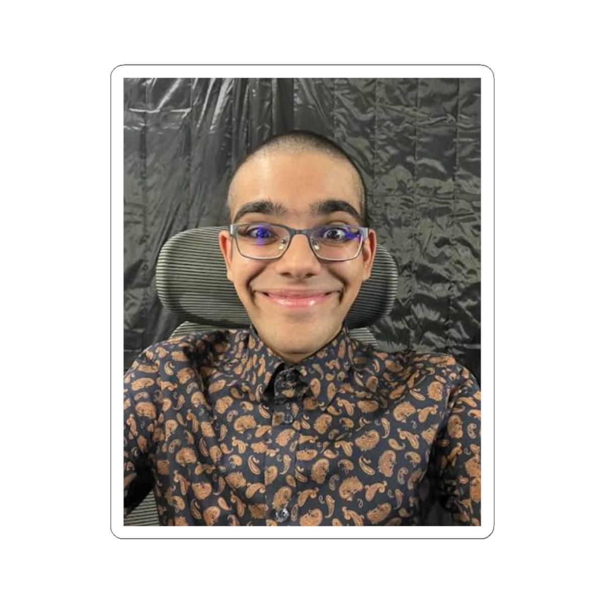 Smiling Portrait Photo Kiss-Cut Stickers | Neon